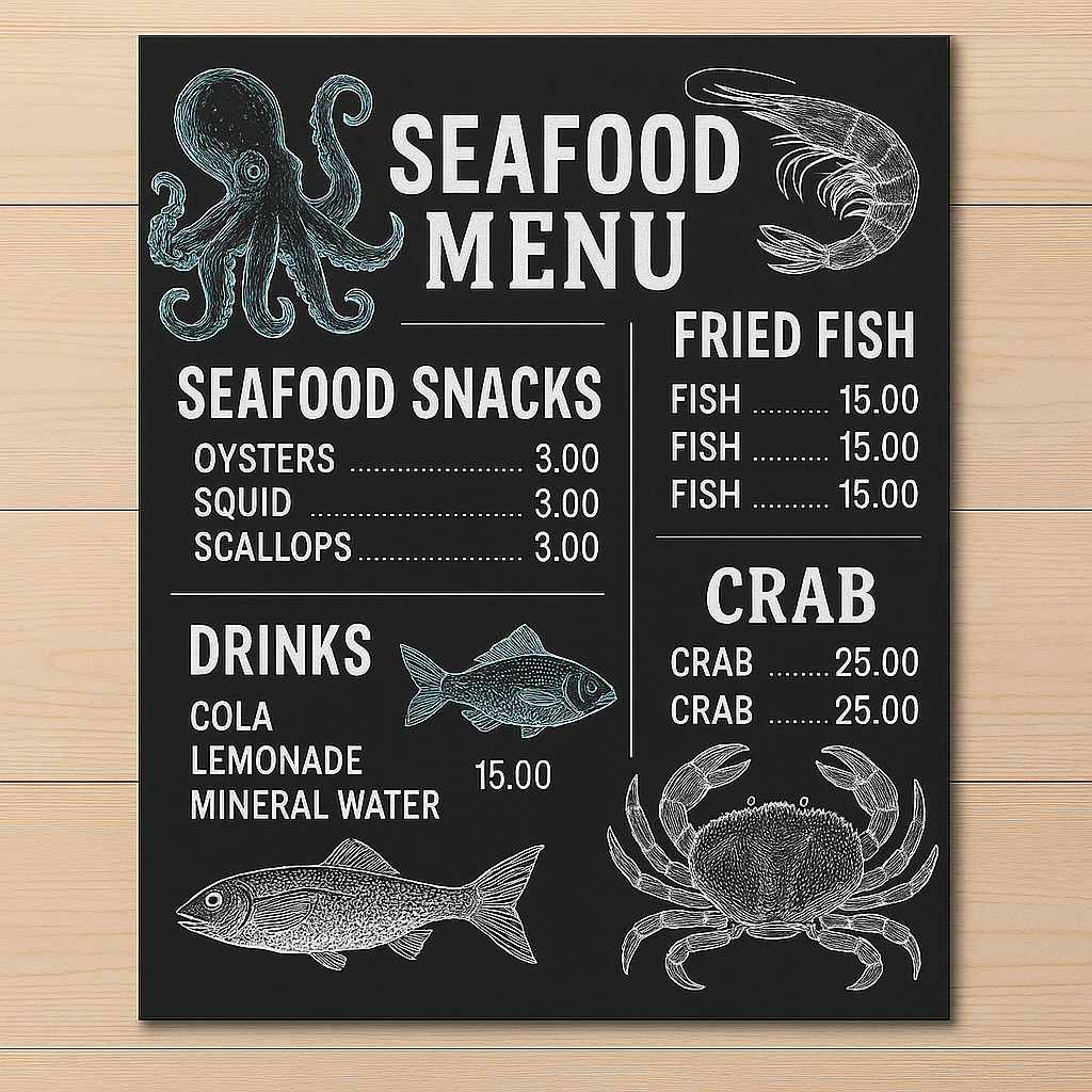 Waterproof Menus
