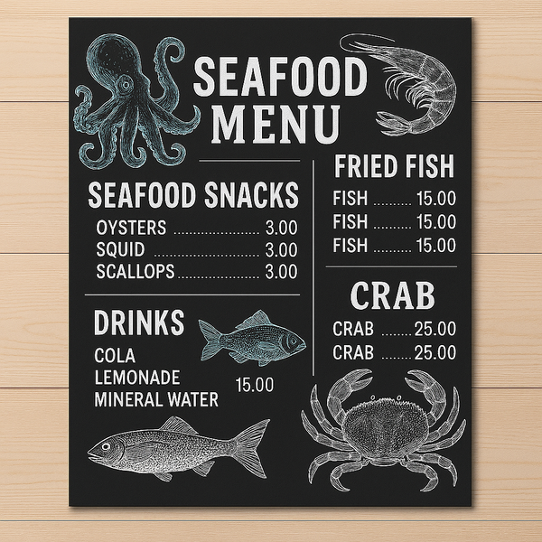 Waterproof Menus
